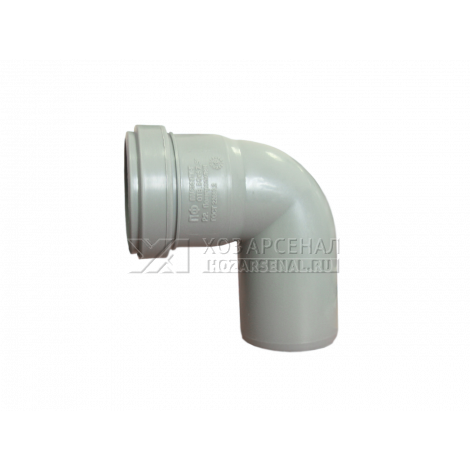 Отвод канализационный с раструбом полипропиленовый d-50 мм угол 90*