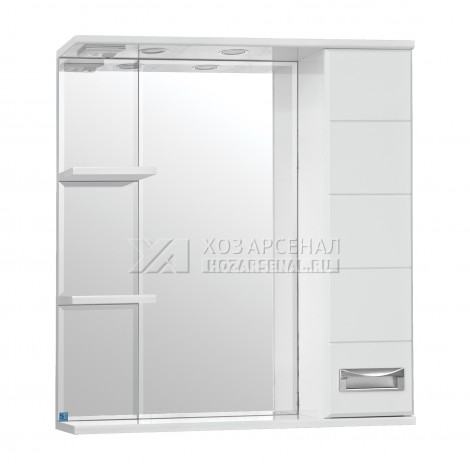 Зеркало-шкаф Ирис 750 правый со светильником, белый
