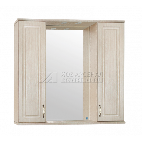 Зеркало-шкаф Олеандр-2 900 со светильником, люкс патина