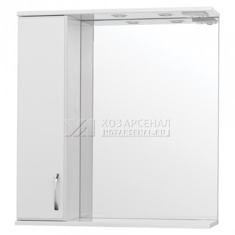 Зеркало-шкаф Панда 750  со светильником, белый ЛЕВЫЙ
