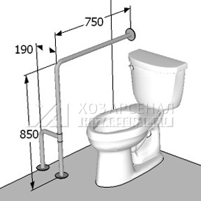 Поручень опорный для туалета   Тип ПС-2